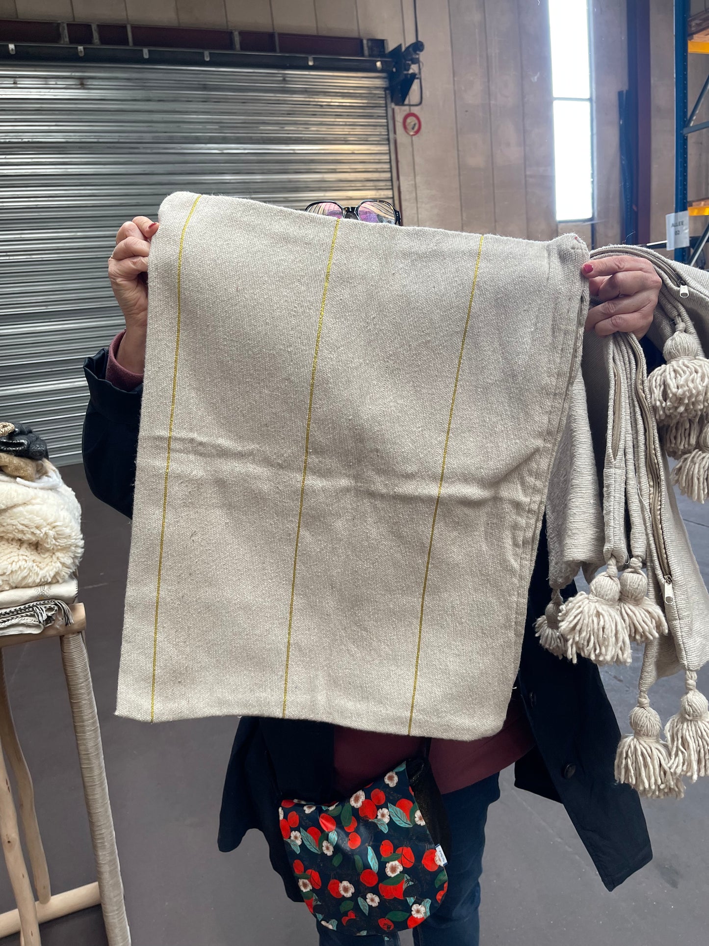 Housses de coussin Ecru liseré doré – 100% coton