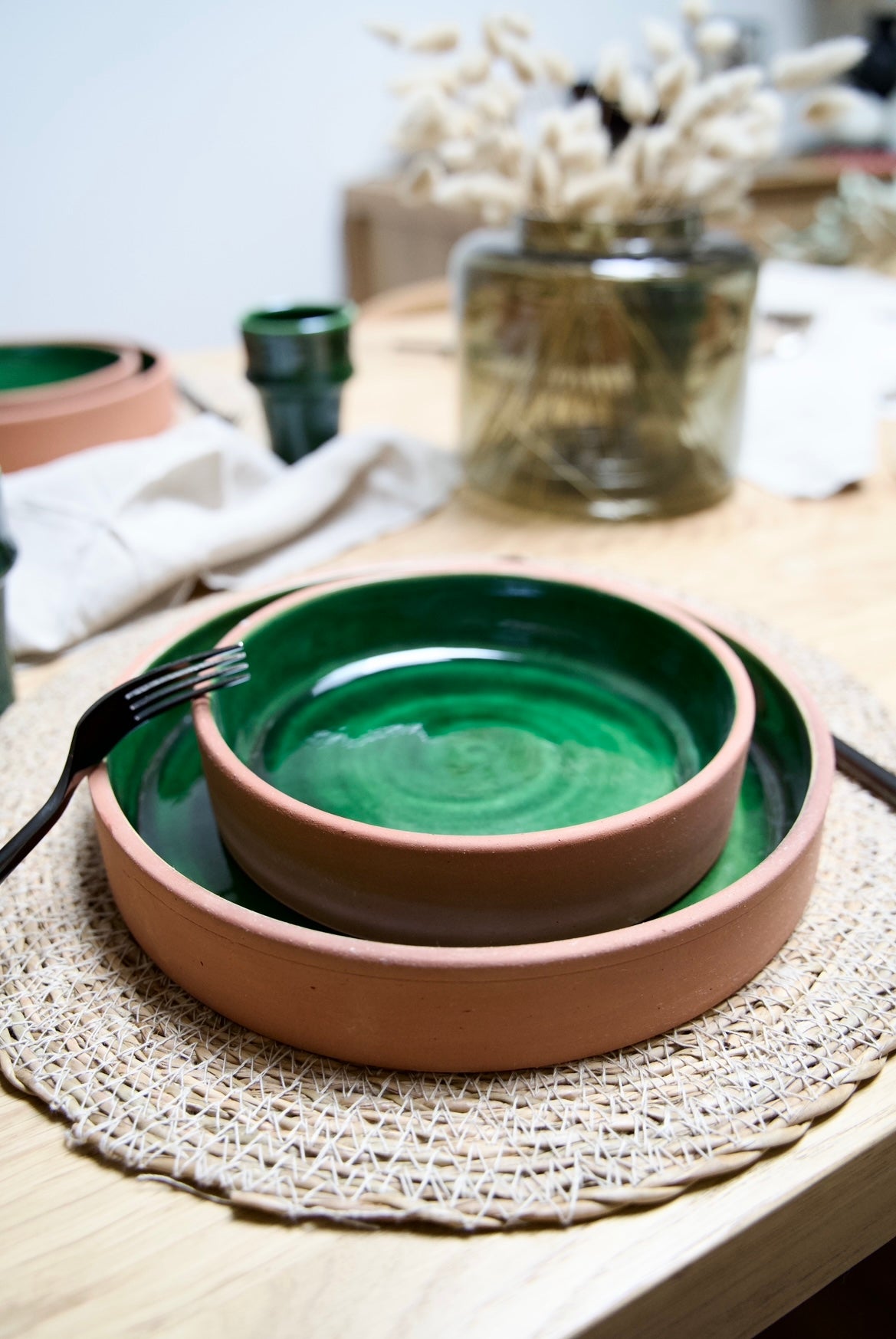 Assiette verte - Terre cuite