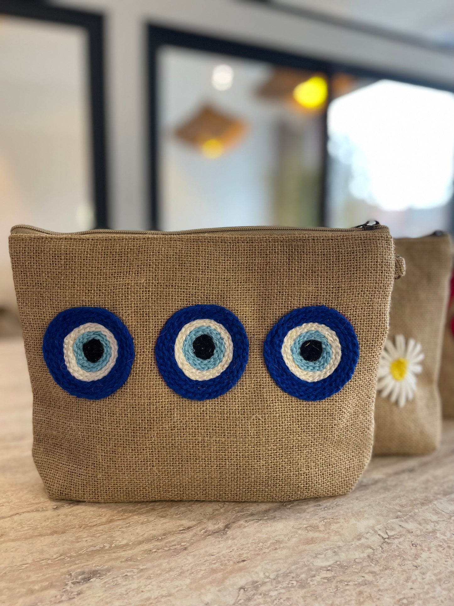 Trousse en Toile de Jute a Motifs