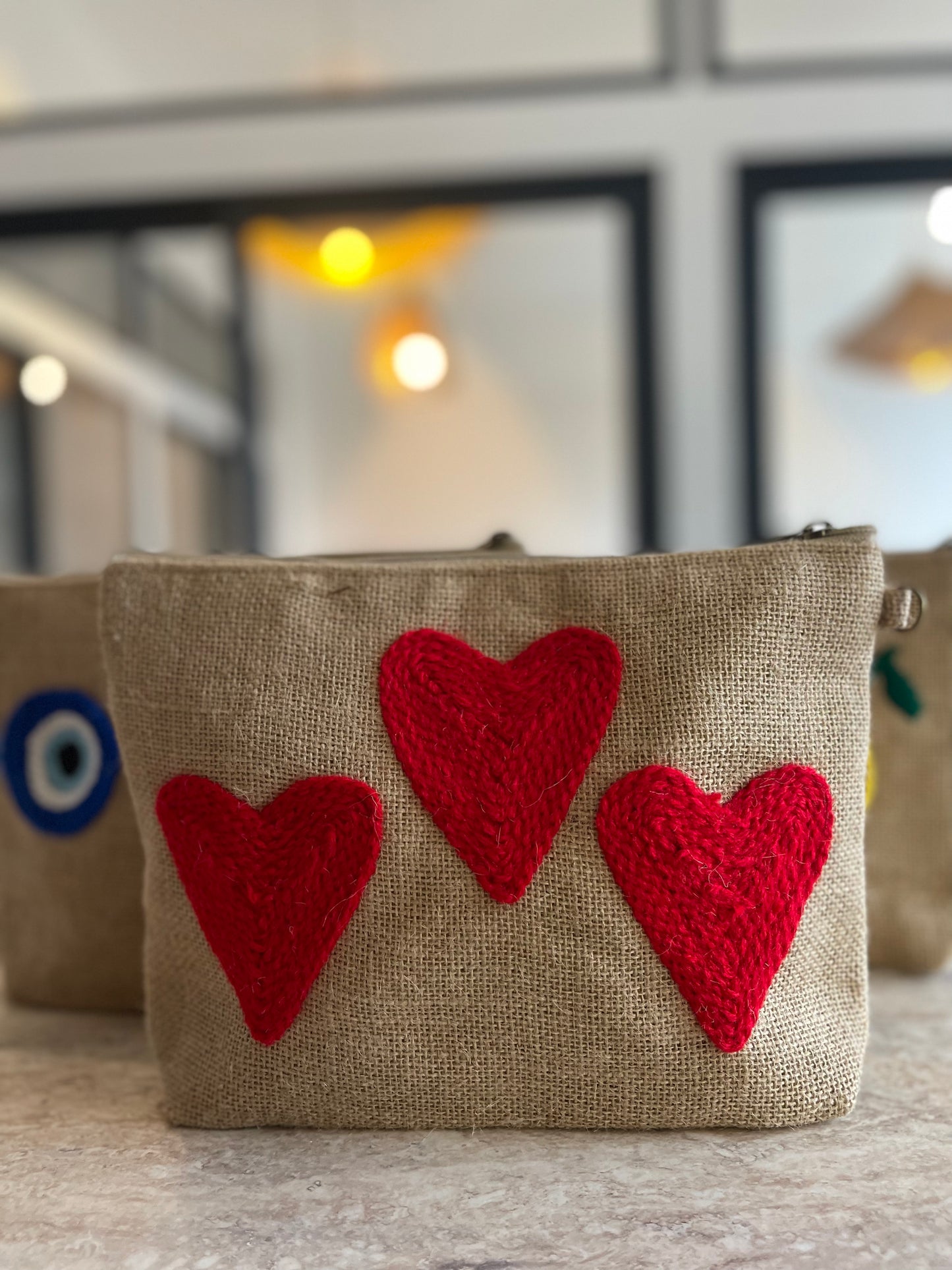 Trousse en Toile de Jute a Motifs