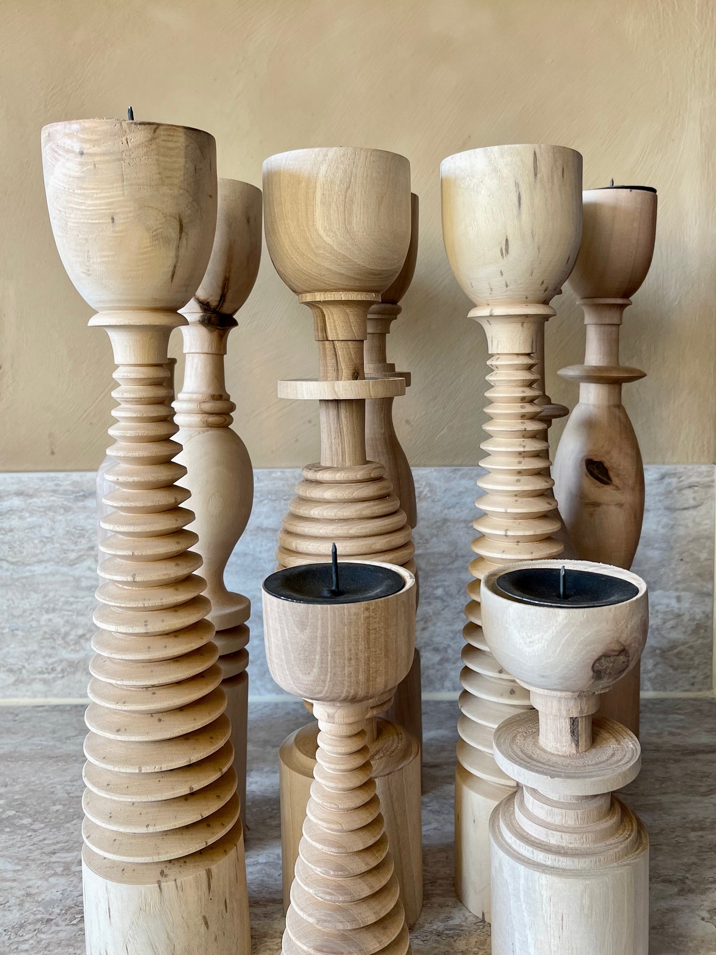 Bougeoirs en bois ASAYL