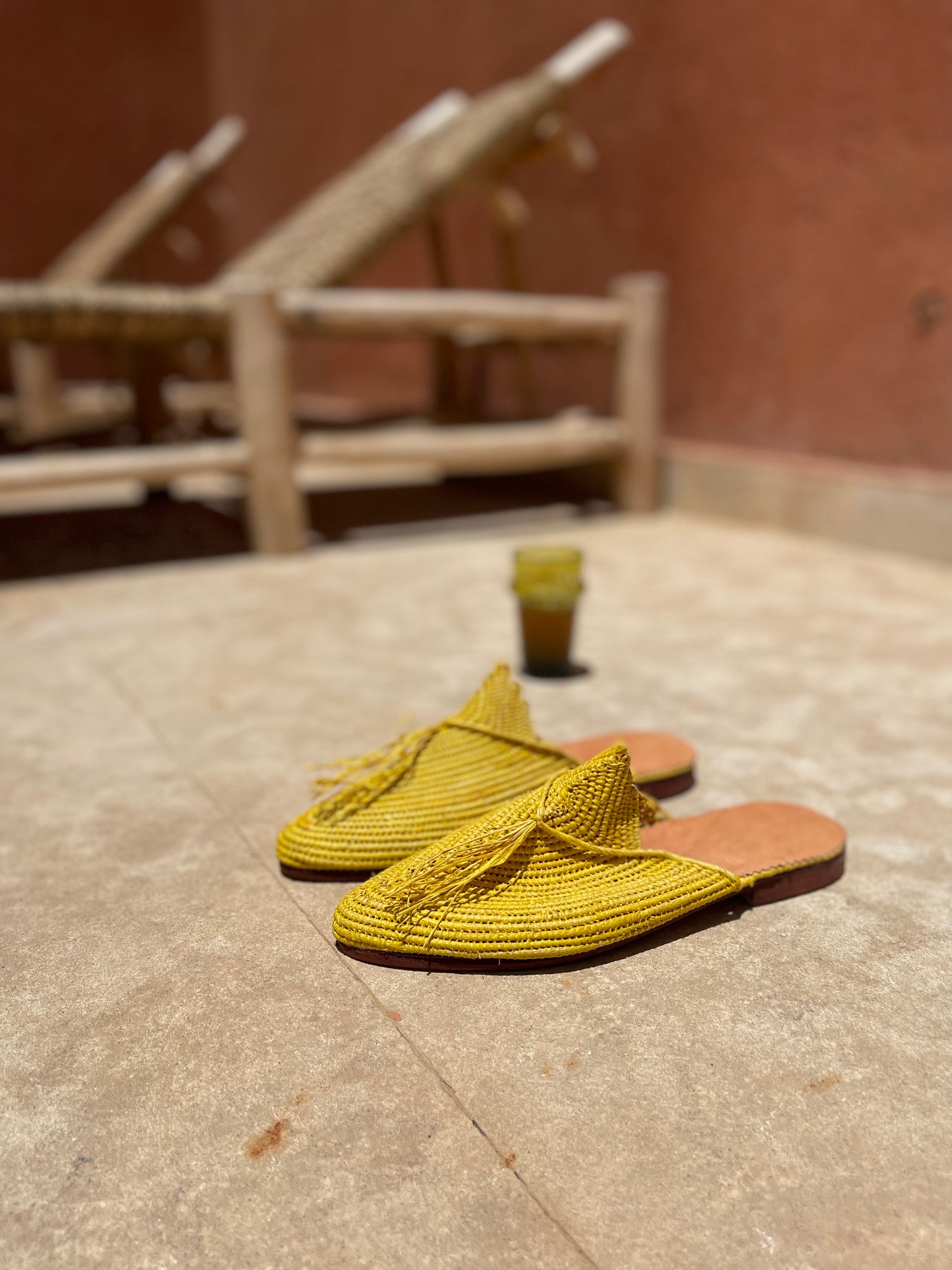 Bligha en raphia multicolores – Jaune