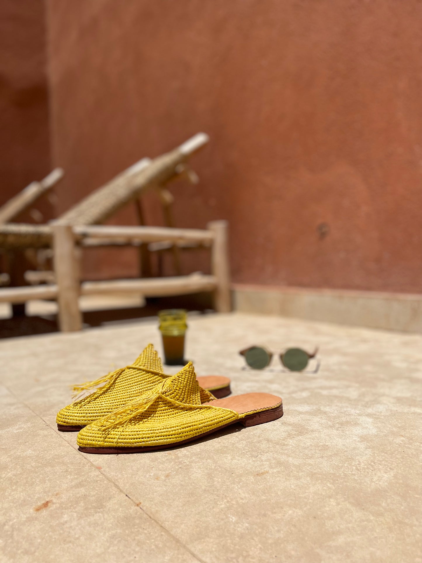 Bligha en raphia multicolores – Jaune