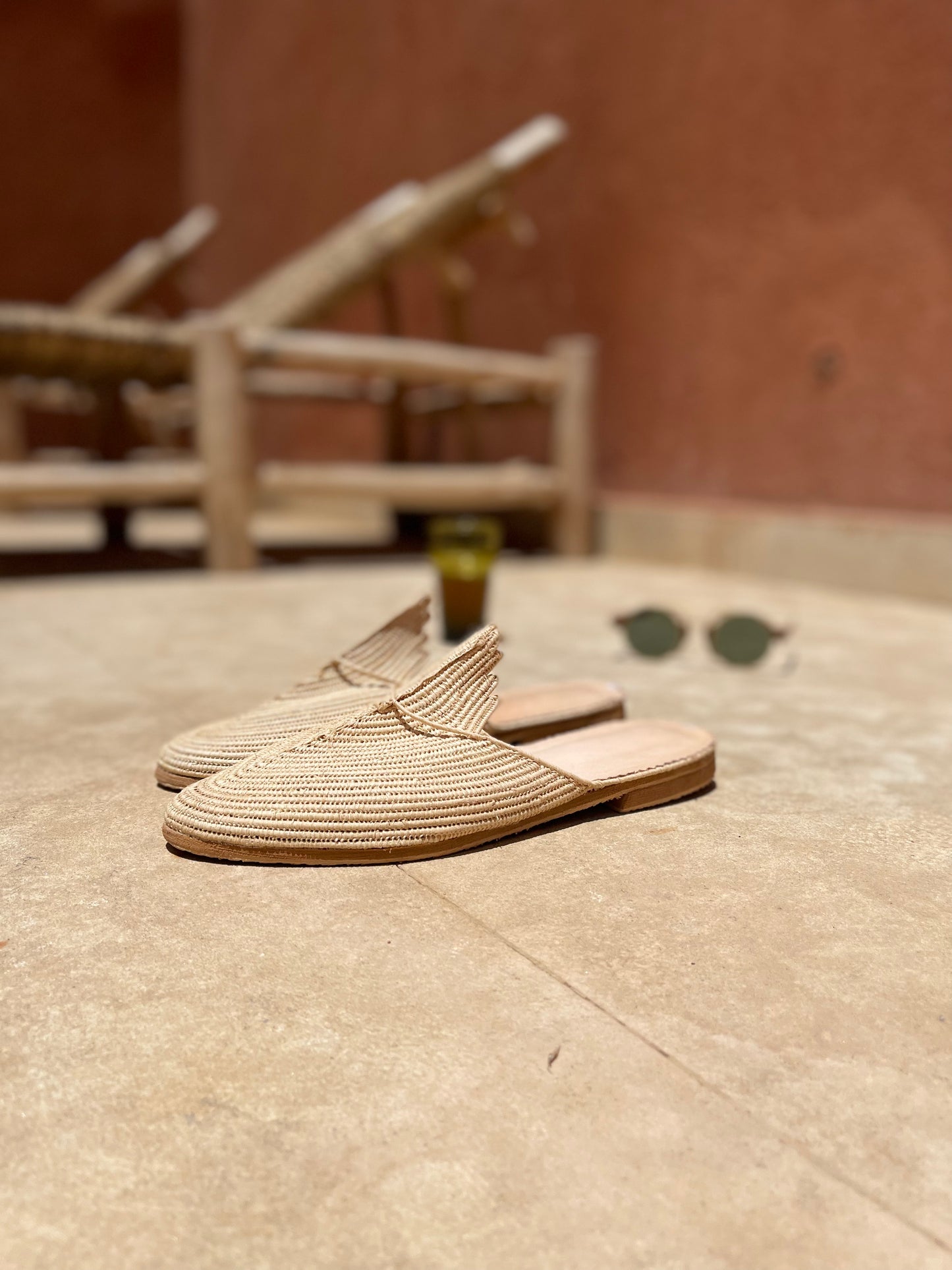 Bligha en raphia multicolores – Beige