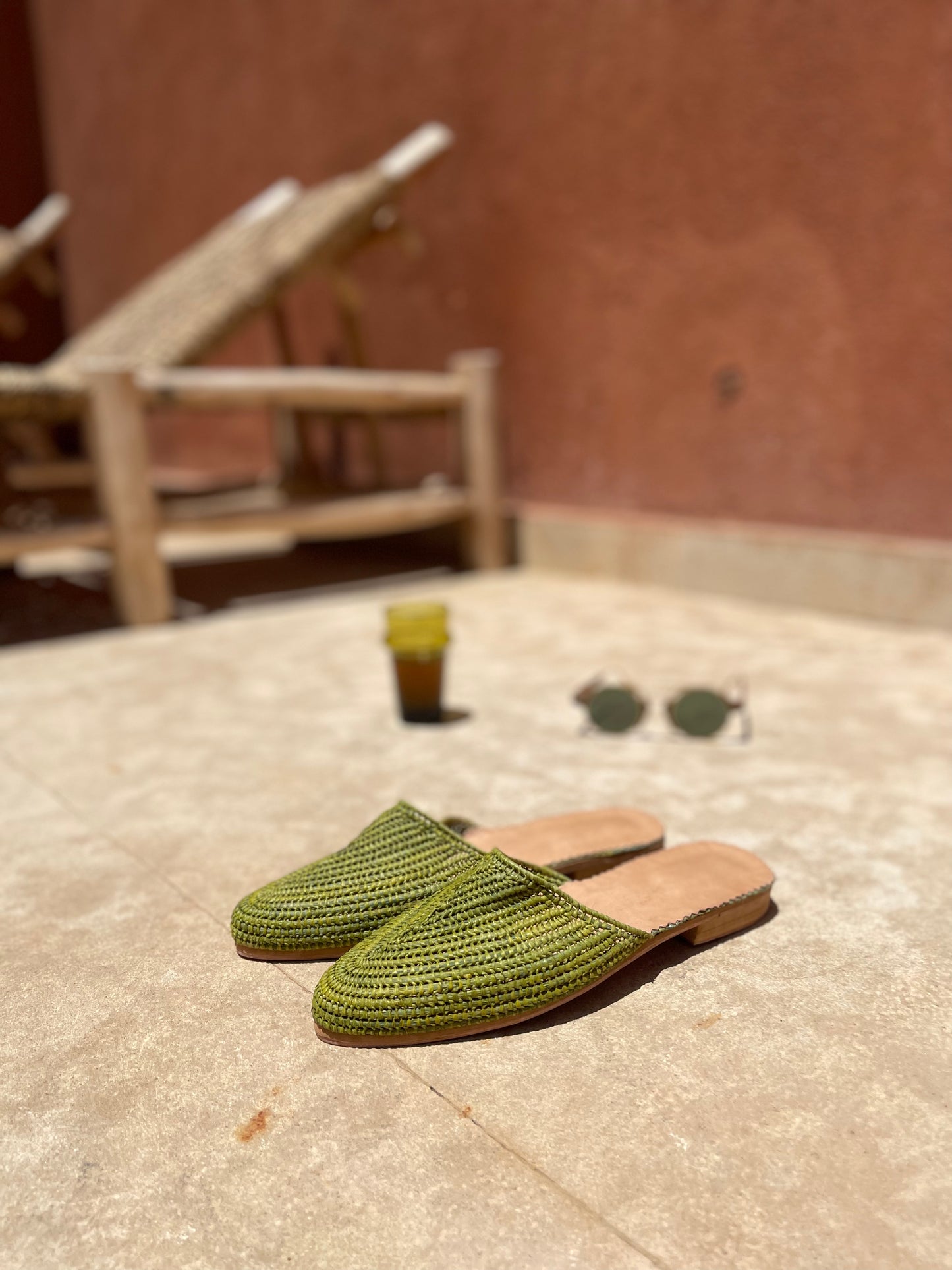 Bligha en raphia multicolores – Vert