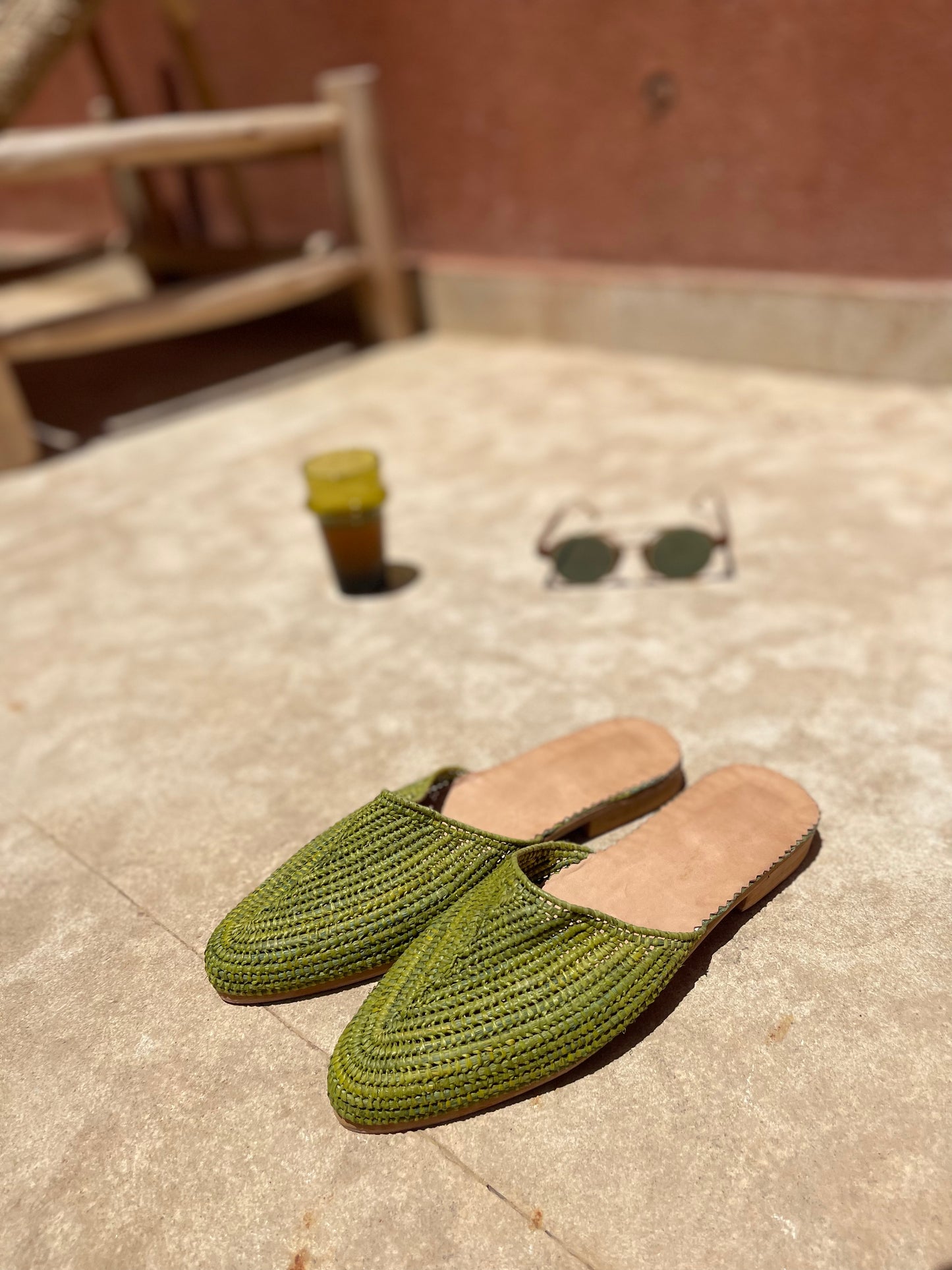Bligha en raphia multicolores – Vert