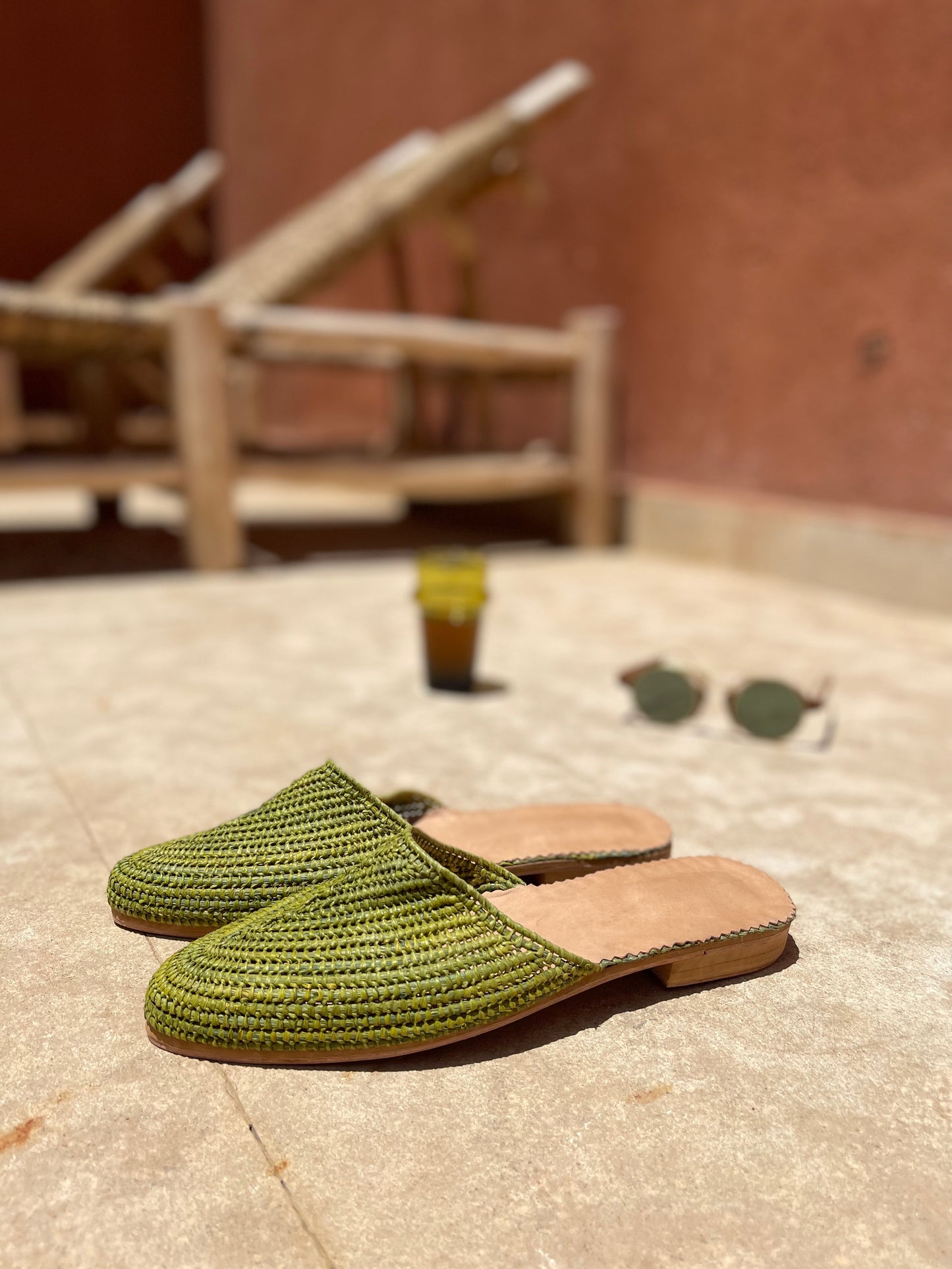 Bligha en raphia multicolores – Vert