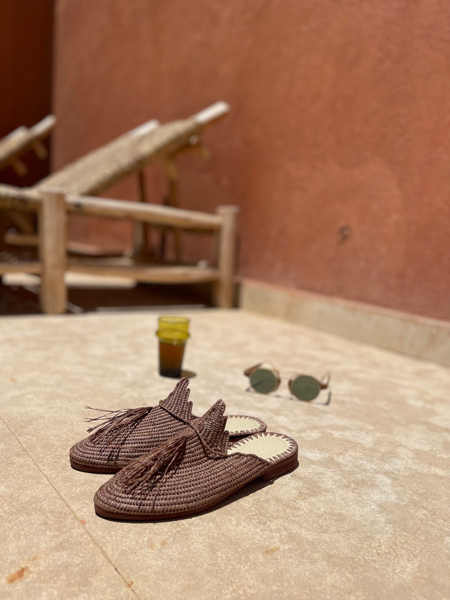 Bligha en raphia multicolores – Marron