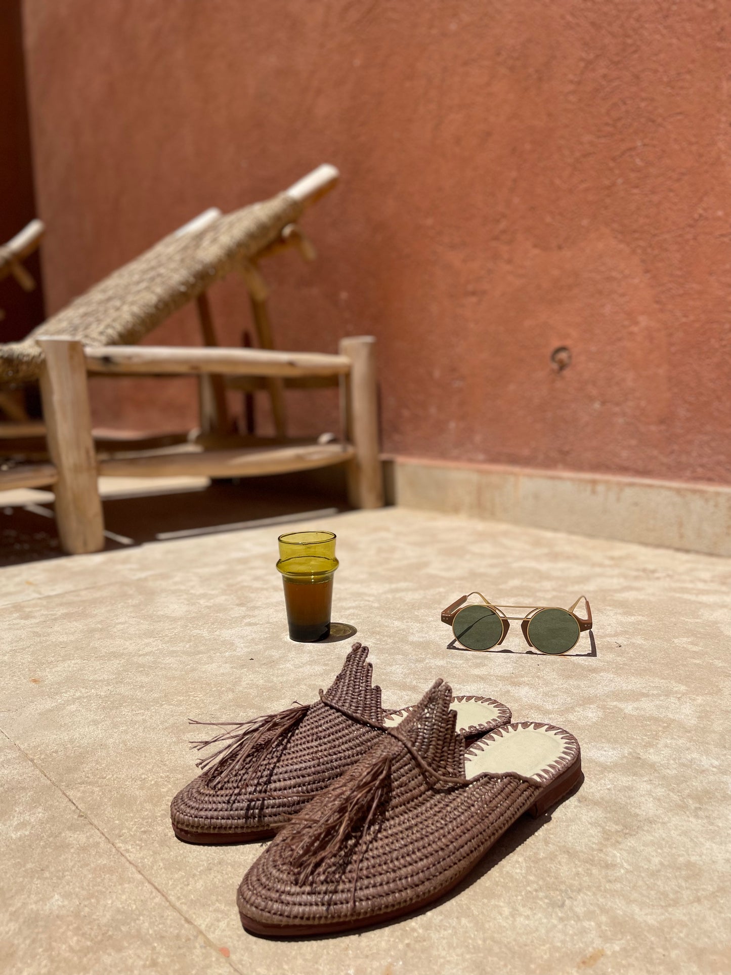 Bligha en raphia multicolores – Marron