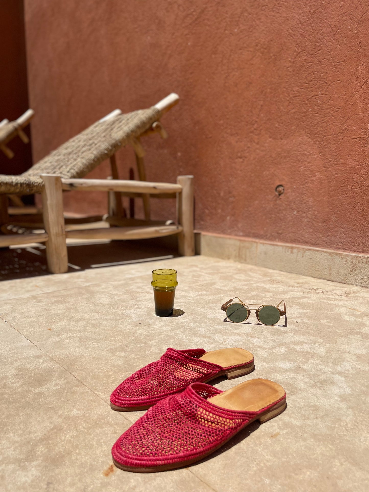 Bligha en raphia multicolores – Rouge