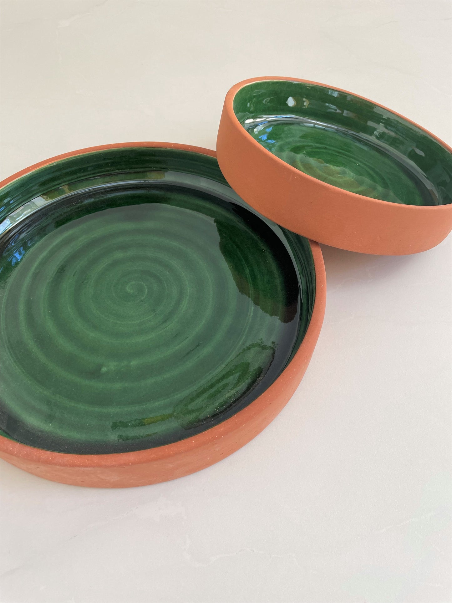 Assiette verte - Terre cuite