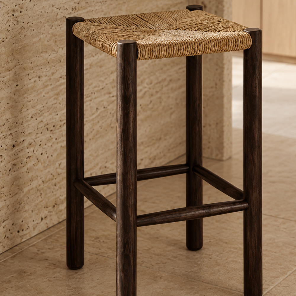 Tabouret haut en bois Nomade — fabriqué à la main au Maroc