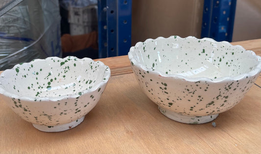 Bol moucheté vert et écru organique