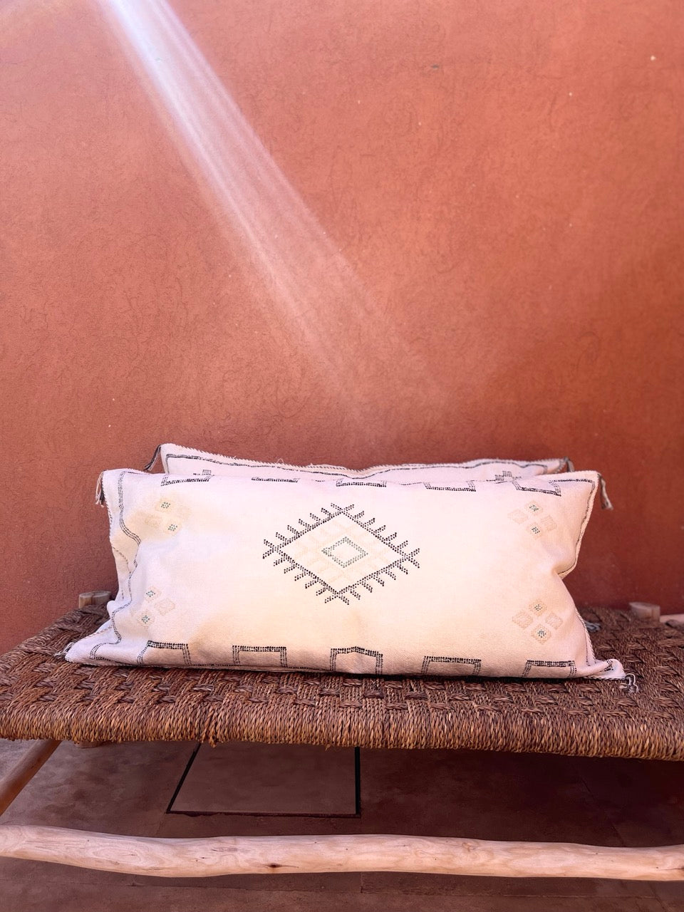 Housse de coussin - Soie de cactus motif vert