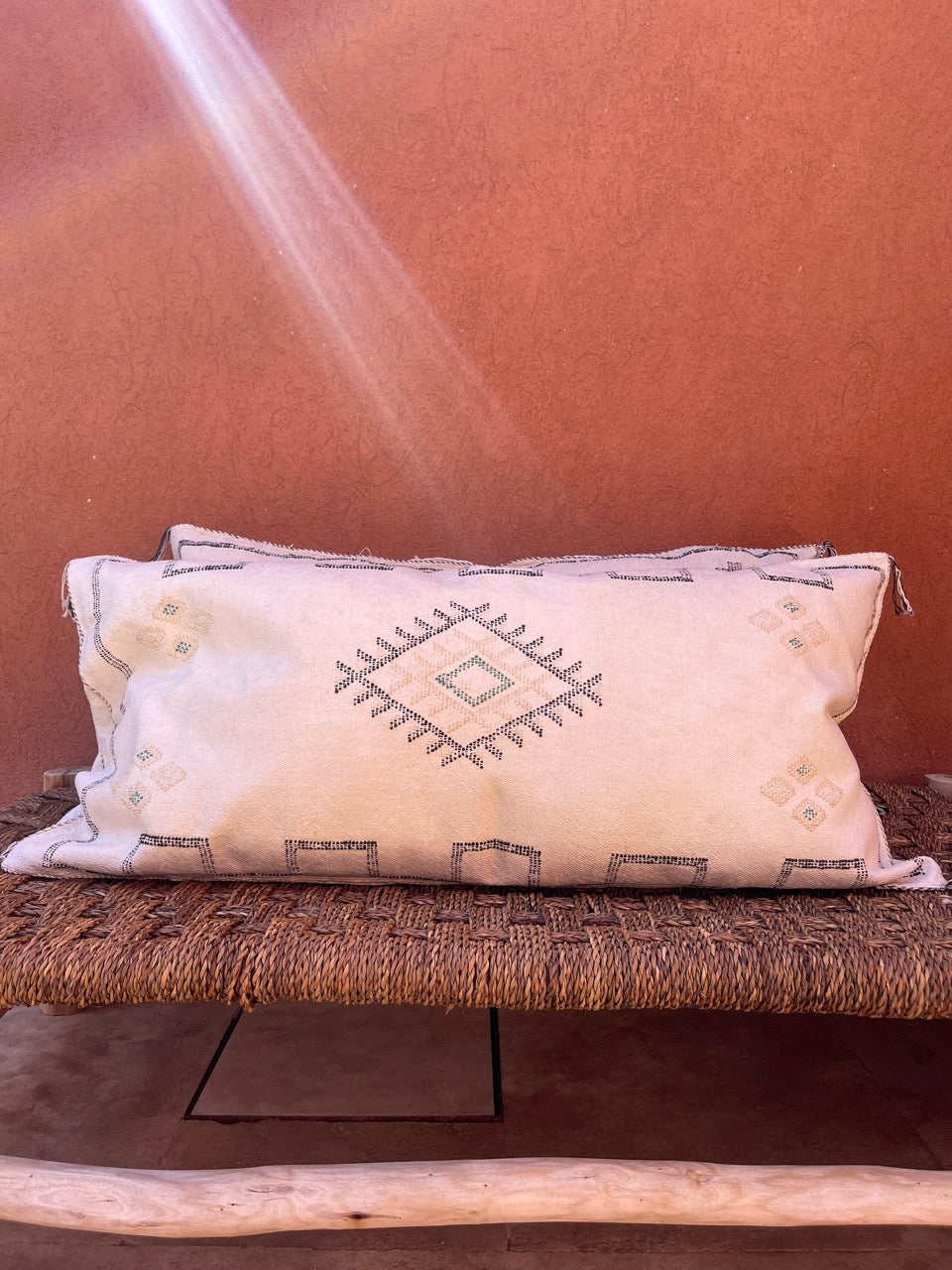 Housse de coussin - Soie de cactus motif vert