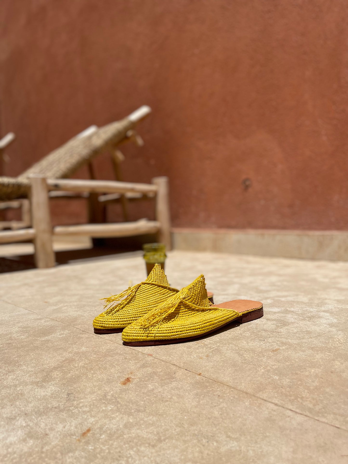 Bligha en raphia multicolores – Jaune