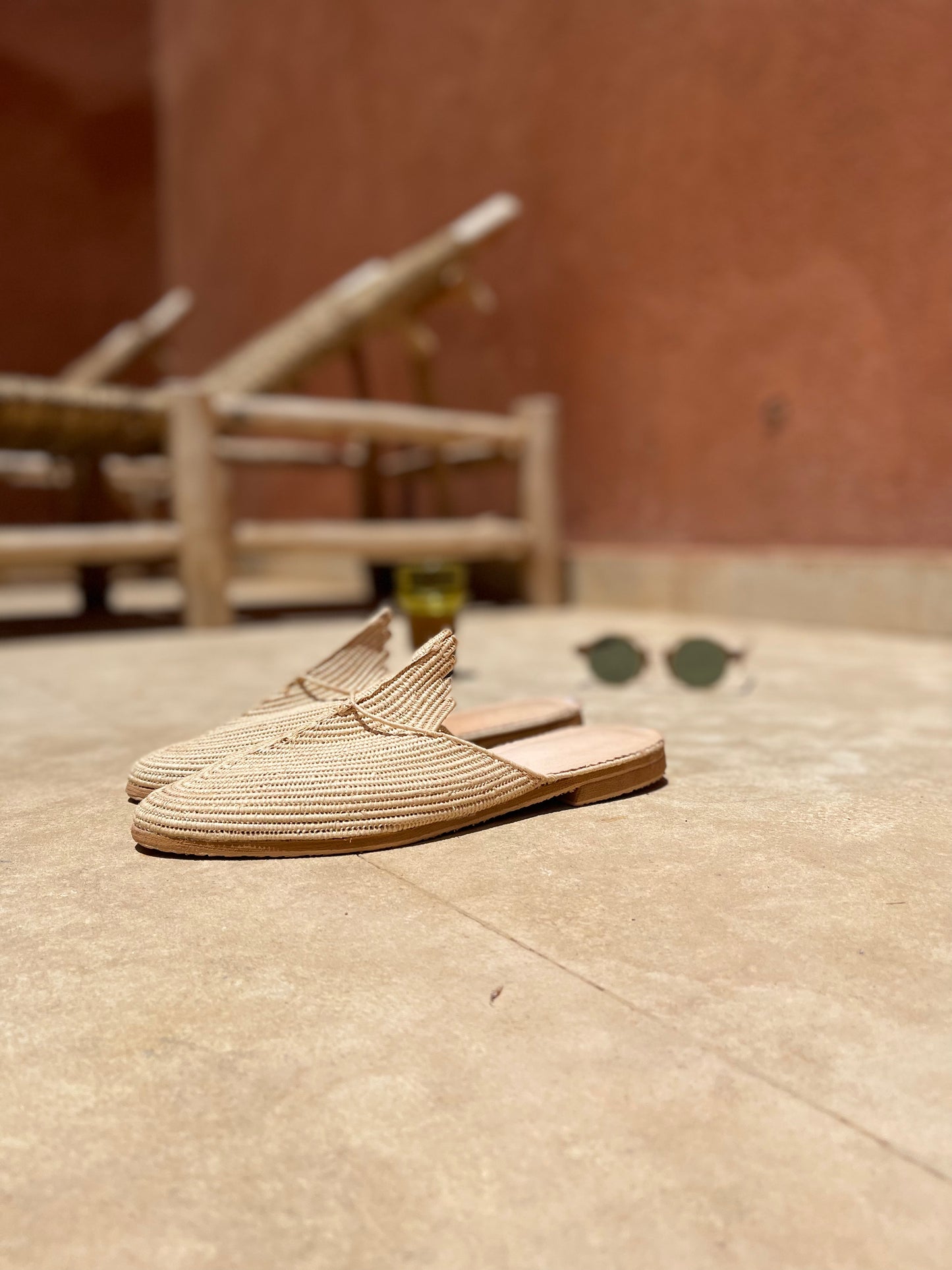 Bligha en raphia multicolores – Beige