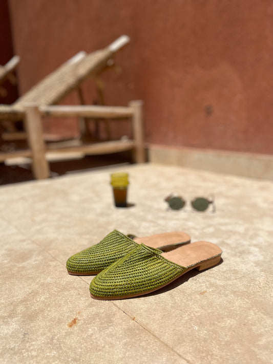 Bligha en raphia multicolores – Vert