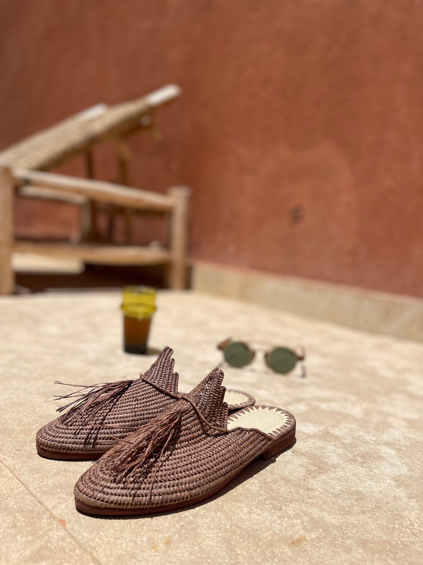 Bligha en raphia multicolores – Marron