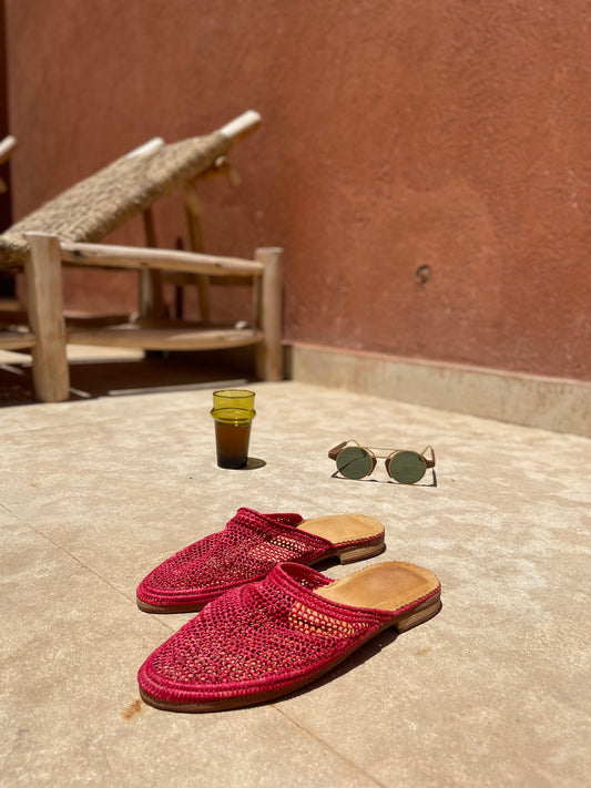 Bligha en raphia multicolores – Rouge