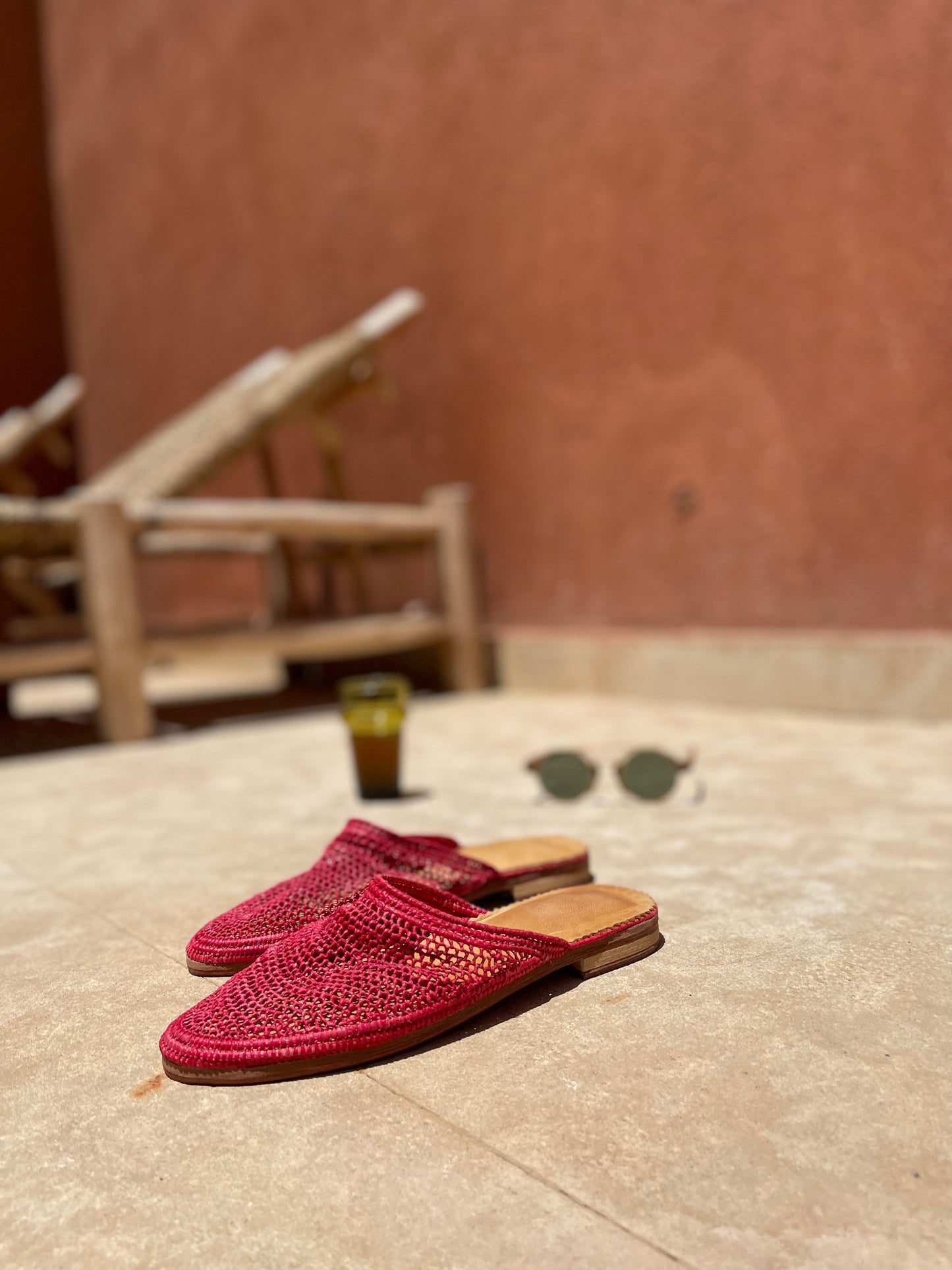 Bligha en raphia multicolores – Rouge