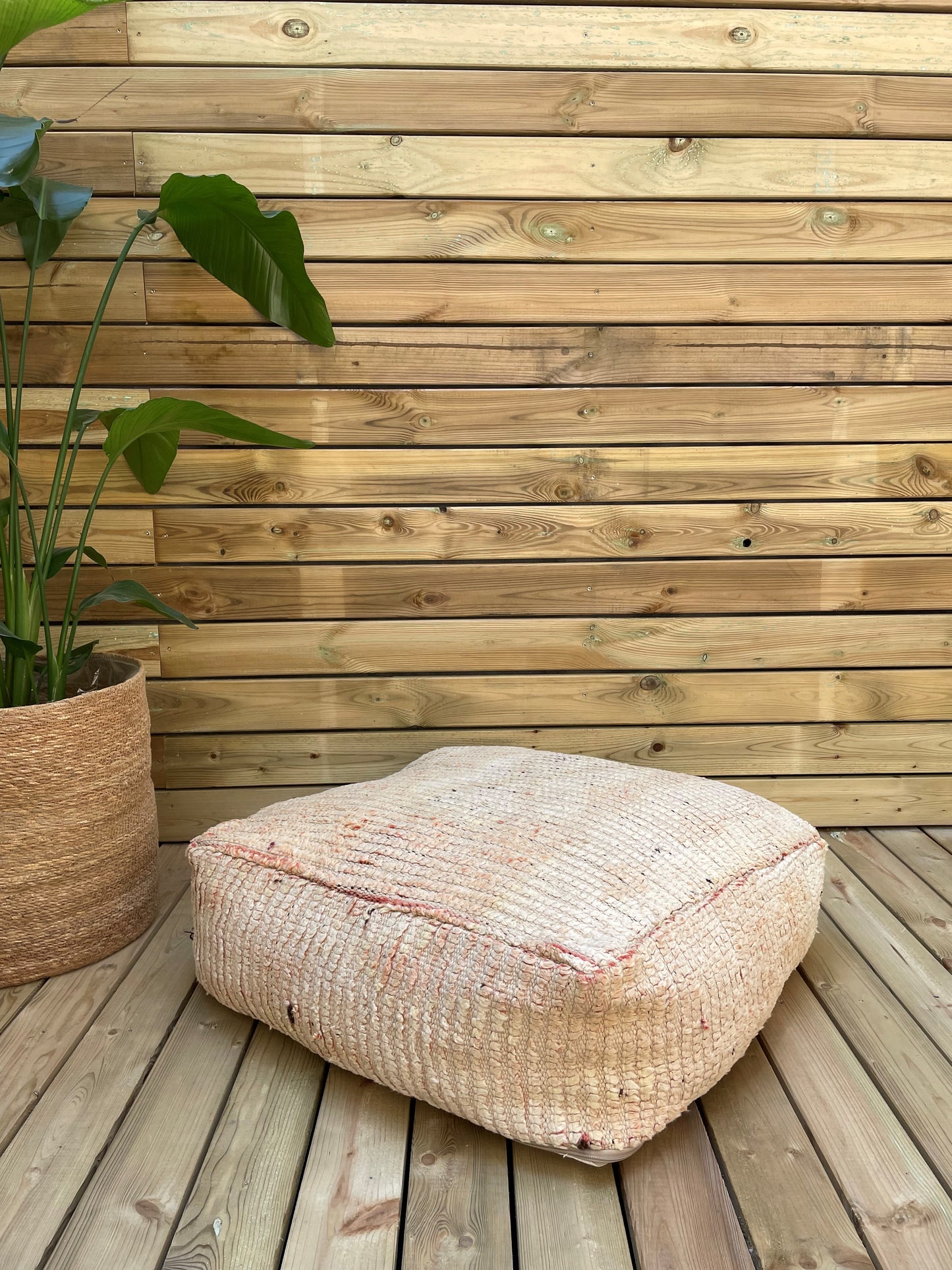 Pouf laine beige