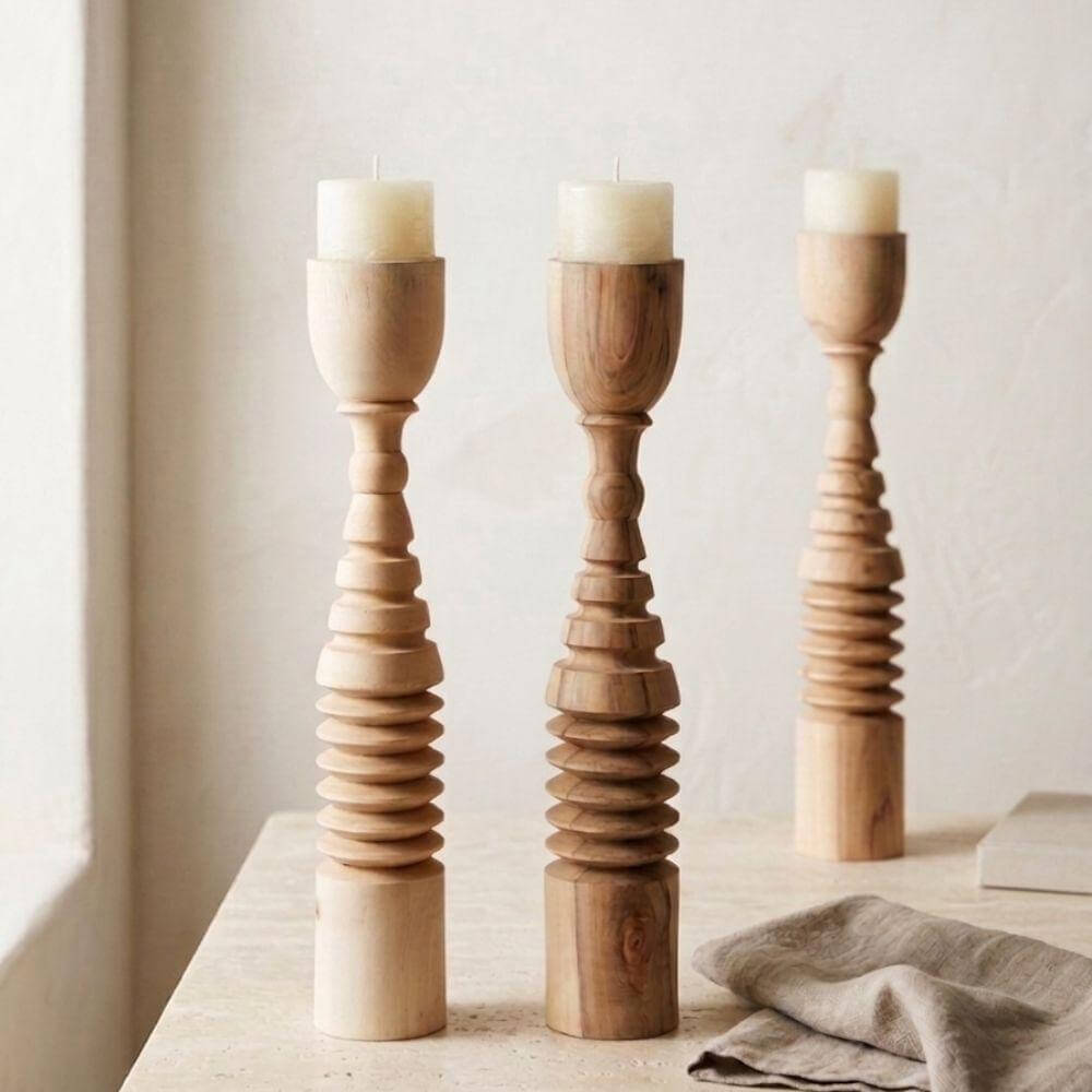 Bougeoirs en bois ASAYL