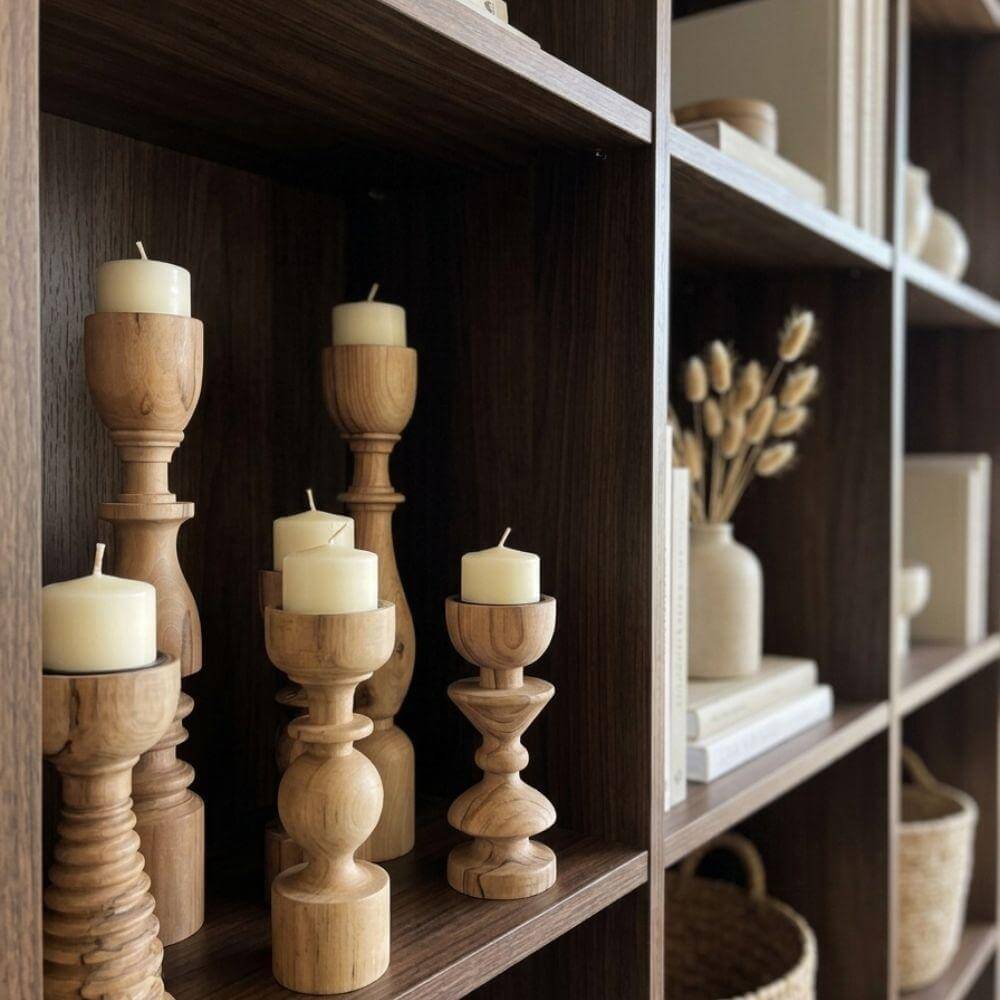 Bougeoirs en bois ASAYL