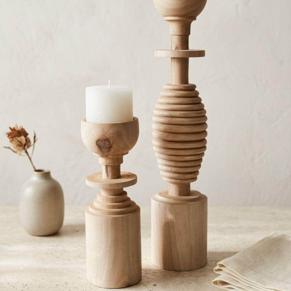 Bougeoirs en bois ASAYL