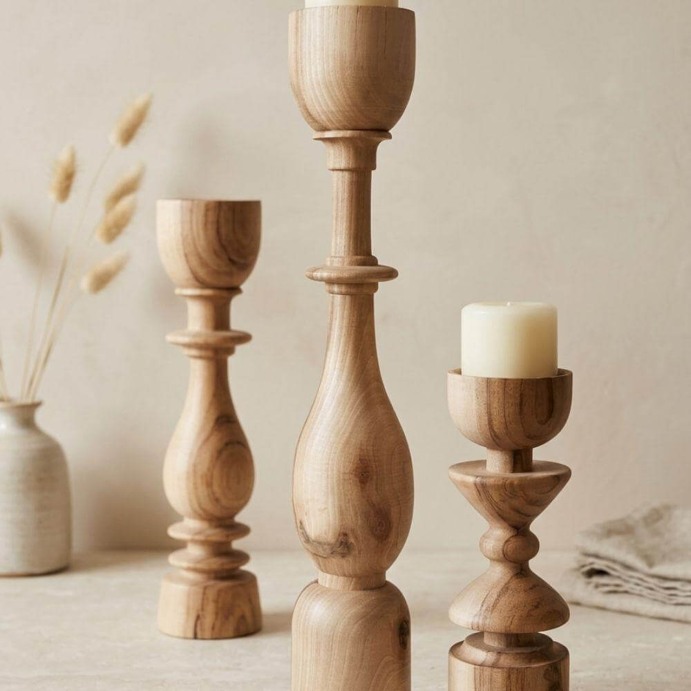 Bougeoirs en bois ASAYL