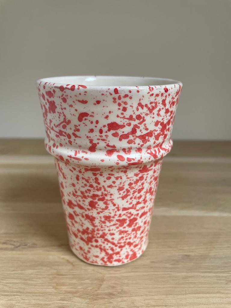 Tasse moucheté écru et rose