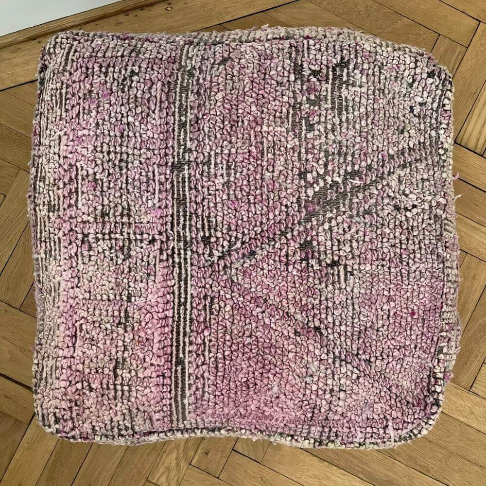 pouf-laine-rose
