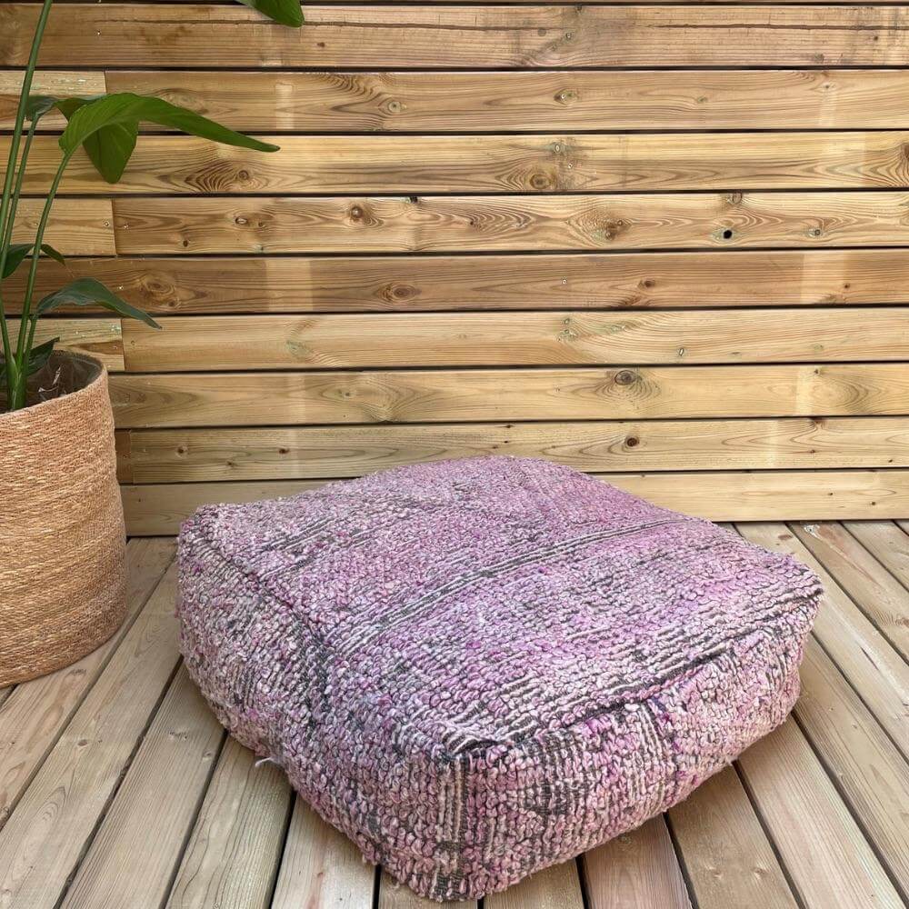 pouf-laine-rose