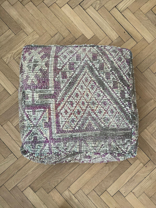 Pouf laine gris/violet
